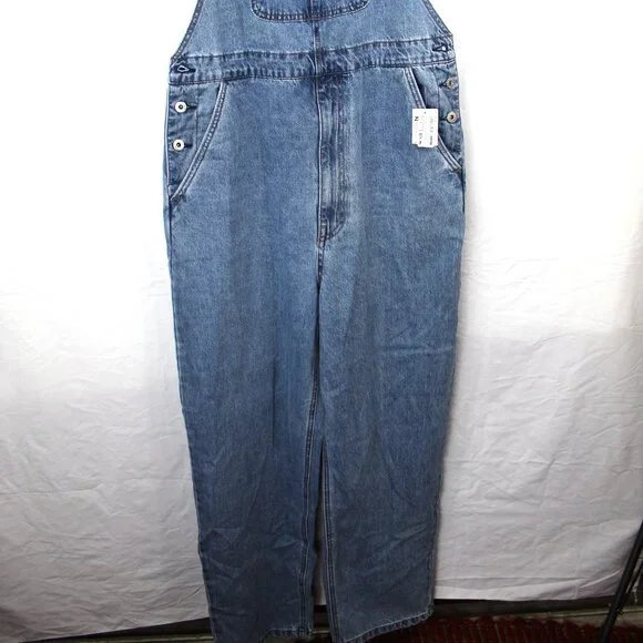 Empyre SK8 Bib Blake Overalls Men's Blue Relaxed Loose Fit Denim Jean Sz M NWT